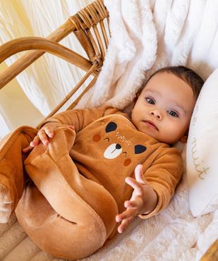 Pyjama dors-bien en velours fermeture devant bébé vue1 - GEMO 4G BEBE - GEMO