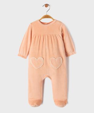 Pyjama en velours avec coeurs brodés bébé fille vue1 - GEMO 4G BEBE - GEMO