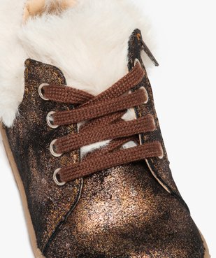 Baskets bébé fille mid-cut en cuir métallisé et col fourré – NA! vue6 - NA! - GEMO