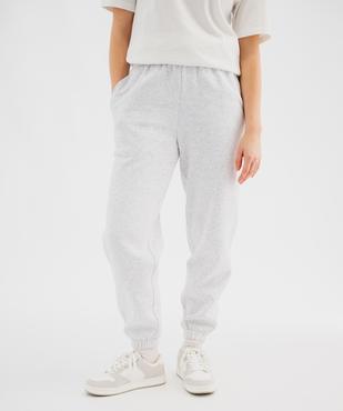 Pantalon de jogging en molleton uni à taille élastiquée femme vue1 - GEMO 4G FEMME - GEMO
