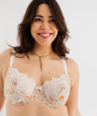Soutien-gorge emboitant en microfibre et dentelle femme grande taille vue2 - GEMO(HOMWR FEM) - GEMO