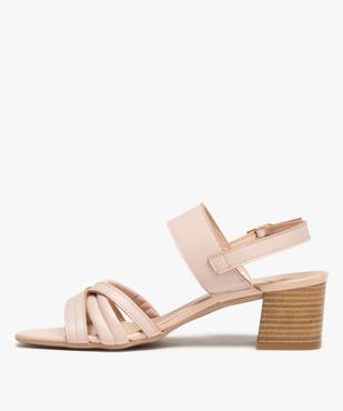 Sandales femme à talon rainuré et dessus cuir uni - Tanéo vue3 - TANEO - GEMO