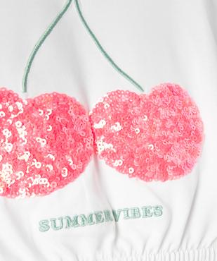 Tee-shirt fille à manches courtes avec motif en sequins brodés vue2 - GEMO (ENFANT) - GEMO