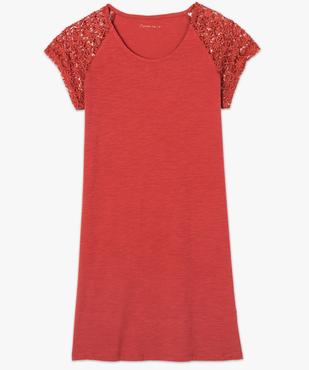 Robe tee-shirt femme avec manches courtes en dentelle vue4 - GEMO (MAILLE) - GEMO