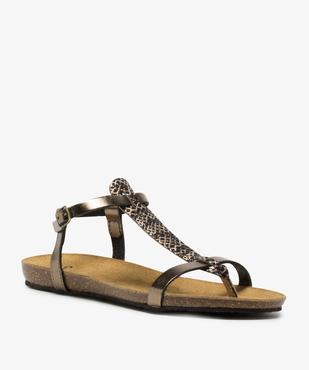 Sandales femme brillantes bicolores à brides vue2 - GEMO (CASUAL) - GEMO