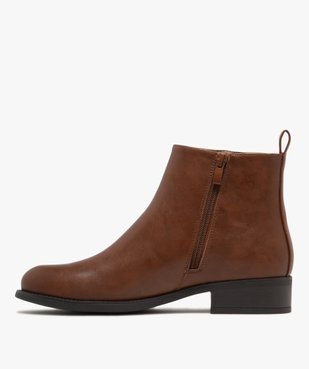 Boots femme à talon plat et à zip avec liseré tressé doré vue4 - GEMO (CASUAL) - GEMO