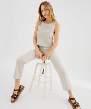 Jean cropped Straight taille haute à rayures femme vue5 - GEMO 4G FEMME - GEMO