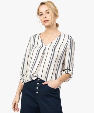 Blouse femme à rayures avec col V vue1 - GEMO(FEMME PAP) - GEMO