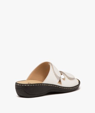 Mules femme confort avec brides unies en cuir et à scratch vue4 - GEMO (CONFORT) - GEMO