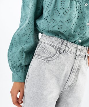 Jean wide leg taille haute coloris délavé femme vue2 - GEMO 4G FEMME - GEMO