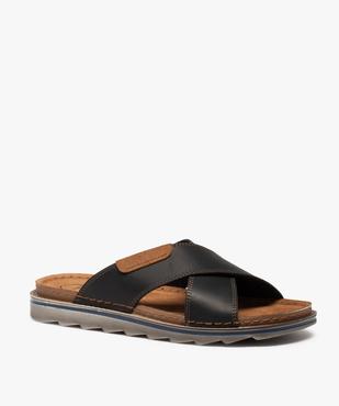Mules homme à brides croisées en cuir - Tanéo vue2 - TANEO - GEMO