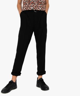 Pantalon femme coupe carotte en maille piquée fluide vue1 - GEMO(FEMME PAP) - GEMO