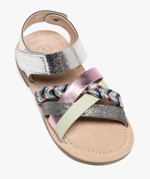 Sandales en cuir à brides fantaisie et scratch fille - Alma Planète vue5 - ALMA - GEMO