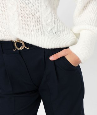 Pantalon en toile avec ceinture à boucle fantaisie femme vue2 - GEMO(FEMME PAP) - GEMO