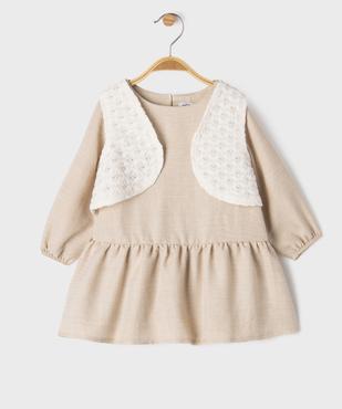 Ensemble 2 pièces robe manches longues et gilet sans manches bébé fille vue1 - GEMO(BEBE DEBT) - GEMO