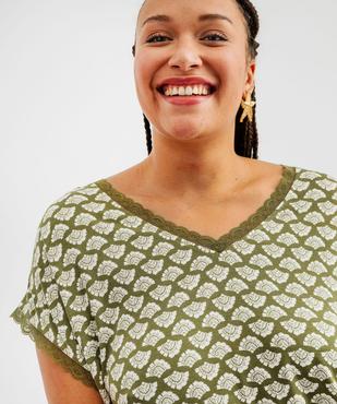Tee-shirt imprimé à manches courtes à col V femme grande taille vue2 - GEMO 4G GT - GEMO