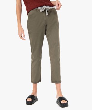 Pantalon femme en toile avec ceinture tissée vue1 - GEMO(FEMME PAP) - GEMO