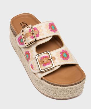 Mules à semelle plateforme en corde et brides en crochet femme vue5 - 5 MILES - GEMO