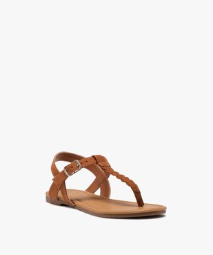 Sandales fille unies à entre-doigts avec bride tressée vue2 - PREMIER PRIX BY GEMO - GEMO