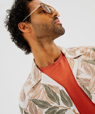 Chemise à manches courtes à motif feuillage avec col cubain homme vue2 - GEMO (HOMME) - GEMO