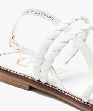 Sandales femme plates unies en cuir et à brides tressées - Taneo vue6 - TANEO - GEMO