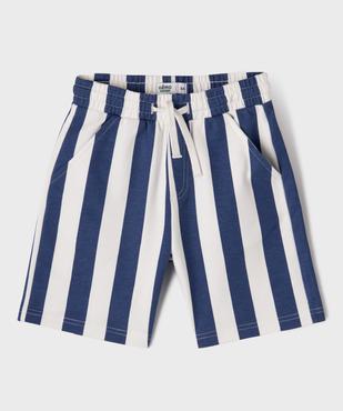 Bermuda rayé en maille French Terry avec taille ajustable garçon vue1 - GEMO (ENFANT) - GEMO
