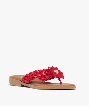 Mules femme à bride entre-doigts tressée avec fleur fantaisie vue2 - GEMO (CASUAL) - GEMO