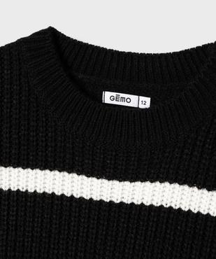 Pull ample et court à rayures en grosse maille fille vue2 - GEMO (JUNIOR) - GEMO