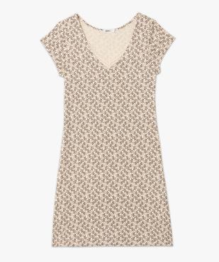 Chemise de nuit en maille extensible avec col V en dentelle femme vue4 - GEMO 4G FEMME - GEMO