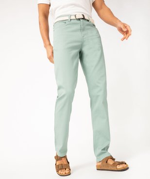 Pantalon 5 poches en coton stretch texturé avec ceinture tressée homme vue1 - GEMO 4G HOMME - GEMO