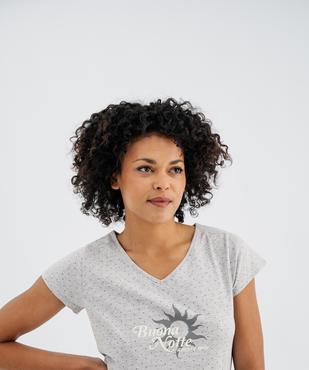 Chemise de nuit à manches courtes et col V femme vue2 - GEMO 4G FEMME - GEMO