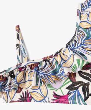 Maillot de bain 2 pièces à motifs fleuris avec brassière à volant fille vue3 - GEMO 4G FILLE - GEMO