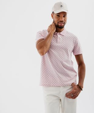 Polo manches courtes en maille piquée à micro-motifs homme vue1 - GEMO 4G HOMME - GEMO