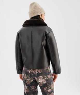 Blouson réversible cuir imitation ou fourrure imitation femme vue1 - GEMO(FEMME PAP) - GEMO