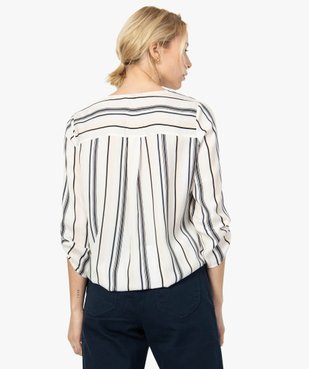 Blouse femme à rayures avec col V vue3 - GEMO(FEMME PAP) - GEMO