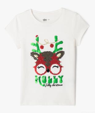 Tee-shirt à manches courtes spécial Noël à sequins réversibles fille vue1 - GEMO 4G FILLE - GEMO