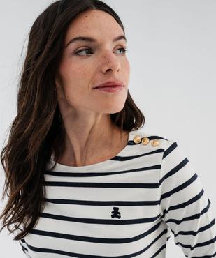Tee-shirt manches longues rayé marinière femme - LuluCastagnette vue3 - LULU CASTAGNETTE GEMO FOR GOOD - GEMO