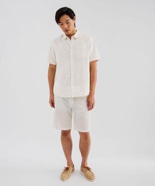 Bermuda en lin et coton coupe regular homme vue4 - GEMO 4G HOMME - GEMO