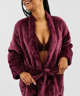 Robe de chambre courte en velours doux matelassé femme vue4 - GEMO(HOMWR FEM) - GEMO