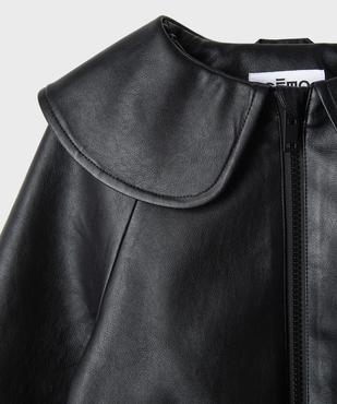 Veste courte à col Claudine en cuir imitation fille vue3 - GEMO (ENFANT) - GEMO