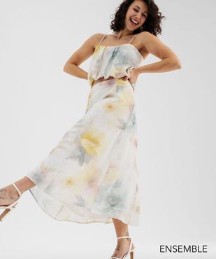 Ensemble crop top et jupe trapèze tie and dye pour femme - GEMO