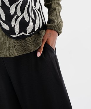 Pantalon fluide coupe large avec liens à nouer femme vue2 - GEMO(FEMME PAP) - GEMO