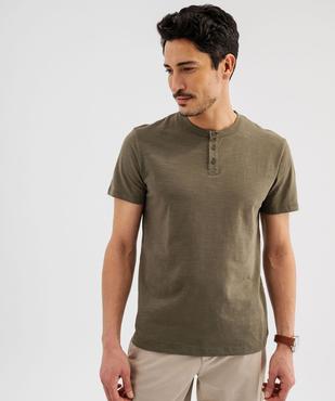 Tee-shirt manches courtes col tunisien homme vue2 - GEMO (HOMME) - GEMO