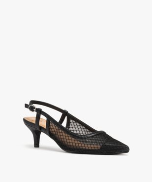 Escarpins sling-back en textile résille femme vue3 - FOLLOW ME - GEMO