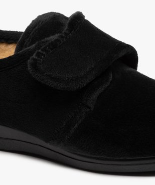 Chaussons femme confort en velours uni et bride scratch vue6 - GEMO(HOMWR FEM) - GEMO