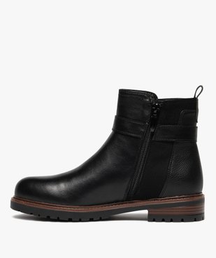 Boots femme à zip et détails suédés avec bride fantaisie  vue4 - GEMO (CASUAL) - GEMO