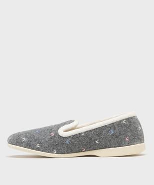Chaussons pantoufles en velours brodé femme vue3 - G'FLEX GEMO FOR GOOD - GEMO