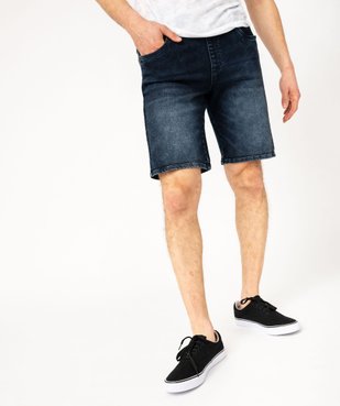 Bermuda en jean stretch ample à taille élastique homme vue1 - GEMO (HOMME) - GEMO