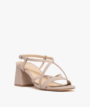 Sandales pailletées à talon biseauté femme  vue2 - FOLLOW ME - GEMO