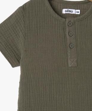 Ensemble 2 pièces en gaze de coton bébé garçon short + tee-shirt vue2 - GEMO(BEBE DEBT) - GEMO